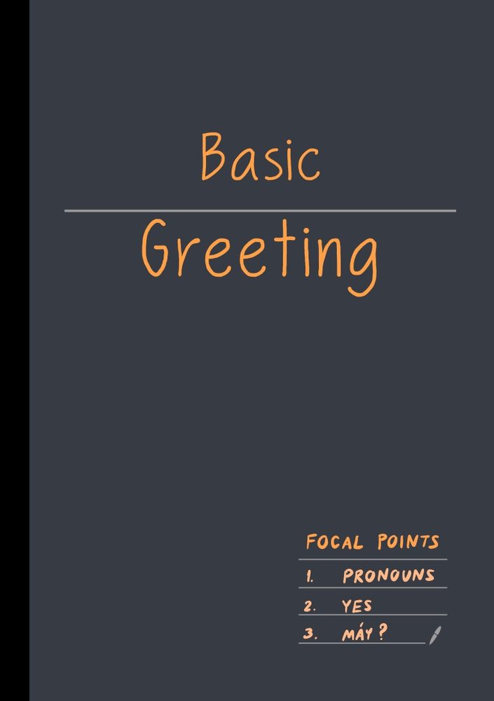 Lesson 1 worksheet page, basic greeting